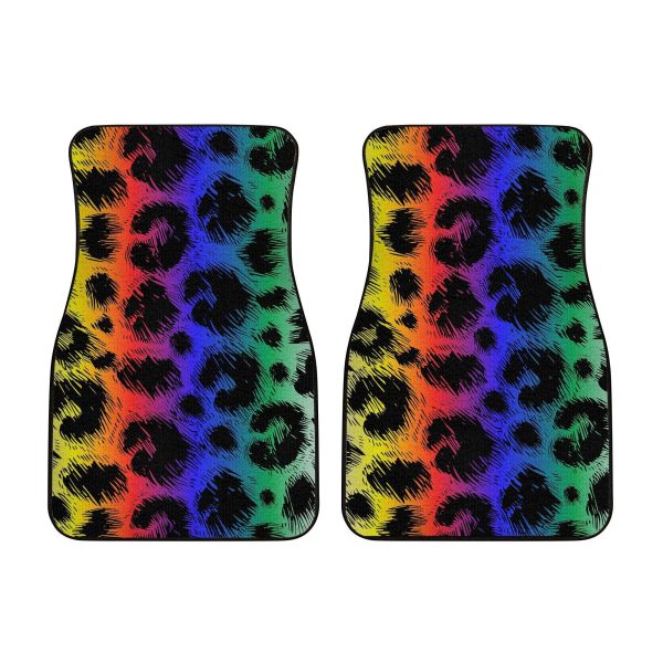 cheetah skin rainbow pattern car floor mats mwjb7
