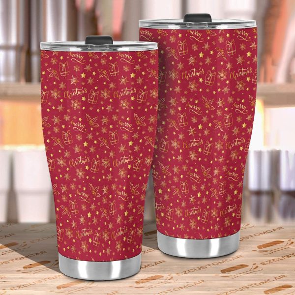 christmas car accessories custom car tumblers cup christmas pattern red v6bbq