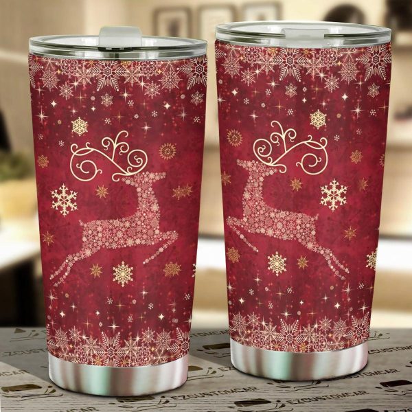 Christmas Car Accessories Custom Car Tumblers Cup Christmas Reindeer Blue