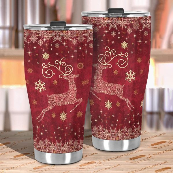 christmas car accessories custom car tumblers cup christmas reindeer red qchza