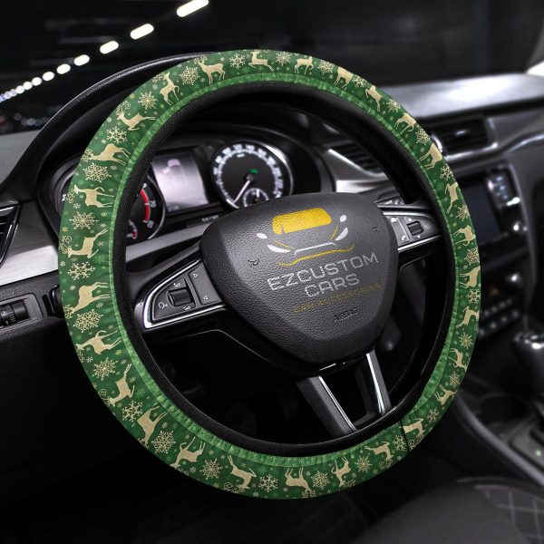 Christmas Car Accessories Steering Wheel Cover Christmas Deer Pattern Christmas Car Accessories Steering Wheel Cover Christmas Deer Pattern