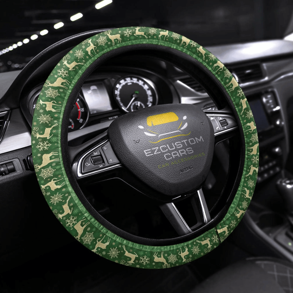 Christmas Car Accessories Steering Wheel Cover Christmas Deer Pattern