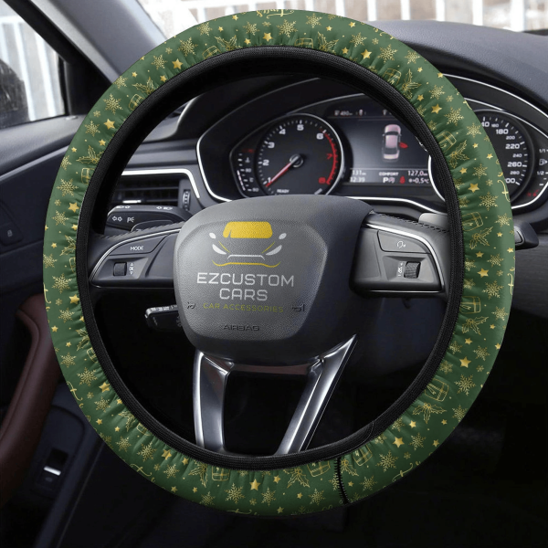 christmas car accessories steering wheel cover christmas pattern blue biloq