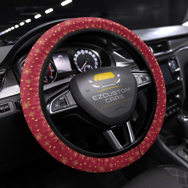 Christmas Car Accessories Steering Wheel Cover Knitted Christmas Pattern