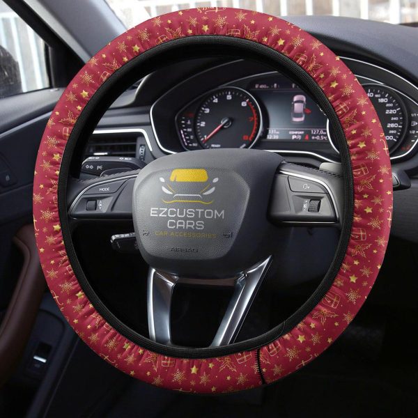 christmas car accessories steering wheel cover christmas pattern red mstbh