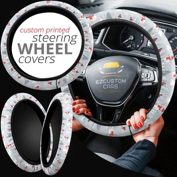 Christmas Car Accessories Steering Wheel Cover Christmas Snowmen Pattern