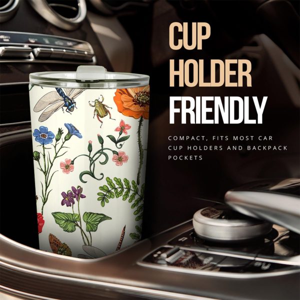 Colorful Flower Butterfly Dragonfly Car Tumbler Cup Custom Dragonfly Car Accessories