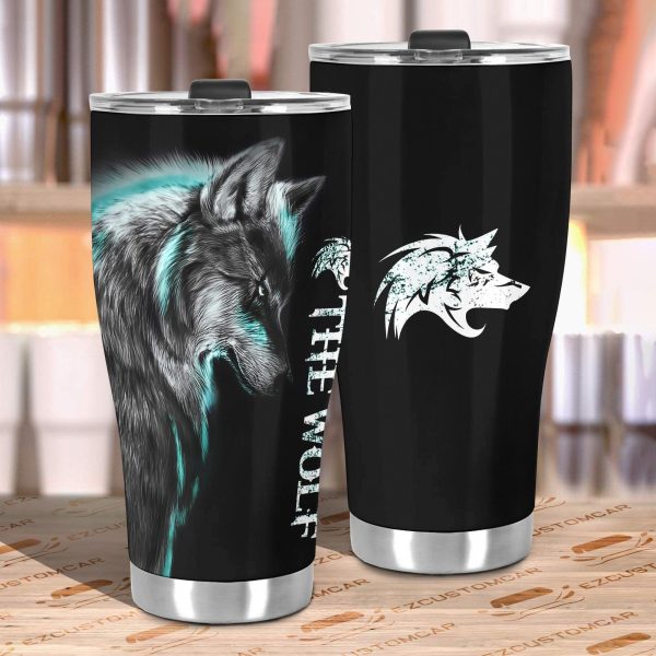 colorful wolf car tumbler cup custom animal car accessories j1hqn