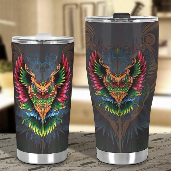 colourful owl car tumbler cup custom owl car accessories ql5s5