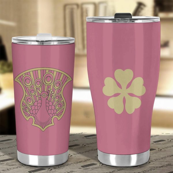 coral peacock stainless steel tumbler black clover anime car accessories pmzht