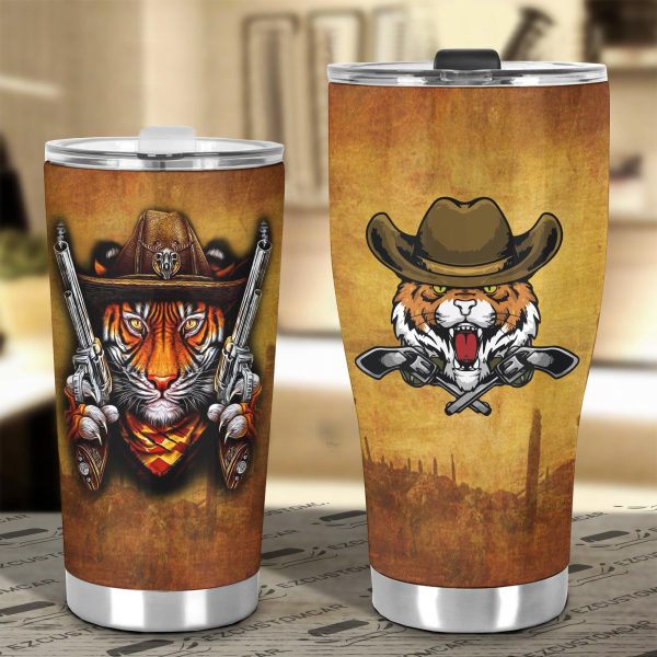 cowboy tiger car tumbler cup custom tiger car accessories j16dk