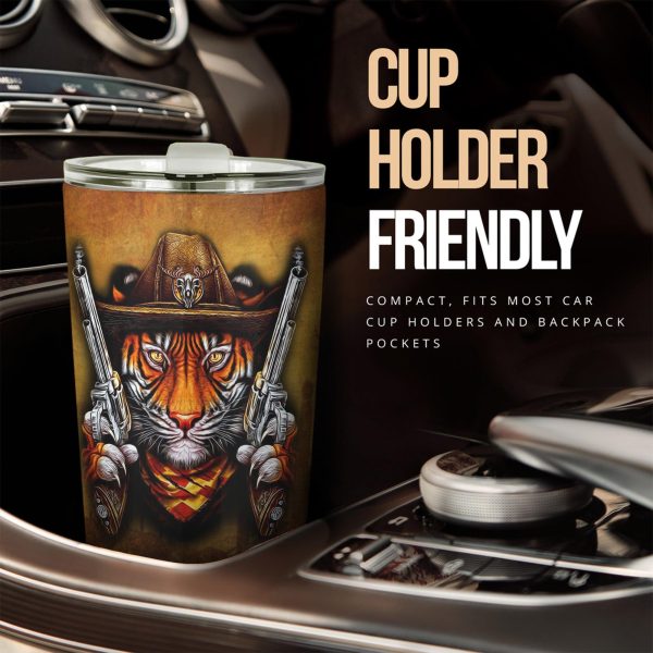cowboy tiger car tumbler cup custom tiger car accessories lrhck