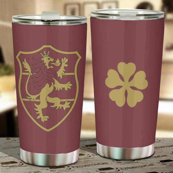 Crimson Lion Stainless Steel Tumbler Custom Black Clover Anime Car Accessories