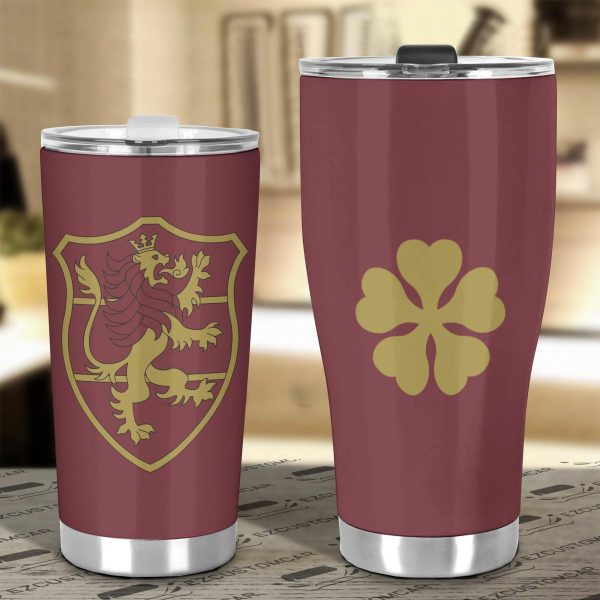 crimson lion stainless steel tumbler black clover anime car accessories ngape
