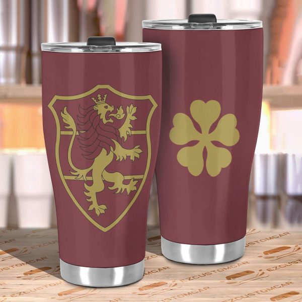 crimson lion stainless steel tumbler black clover anime car accessories trchq