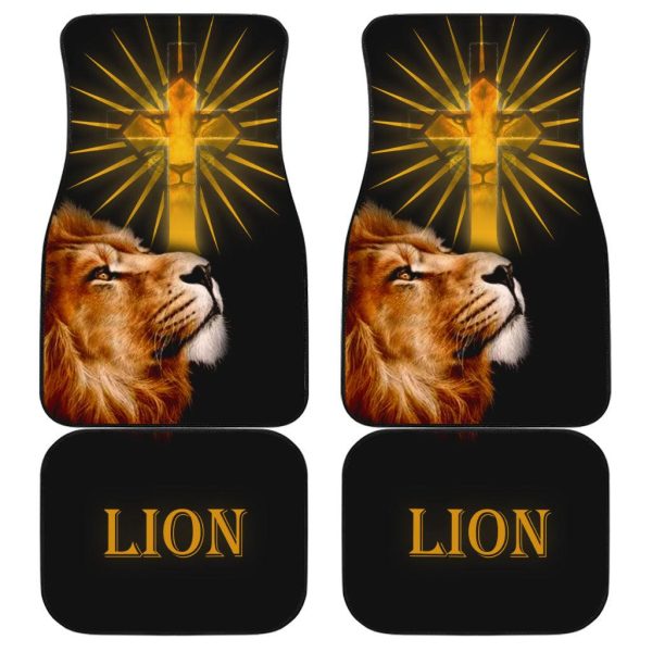 White x Black Lion Car Floor Mats Custom Lion Car Accessories