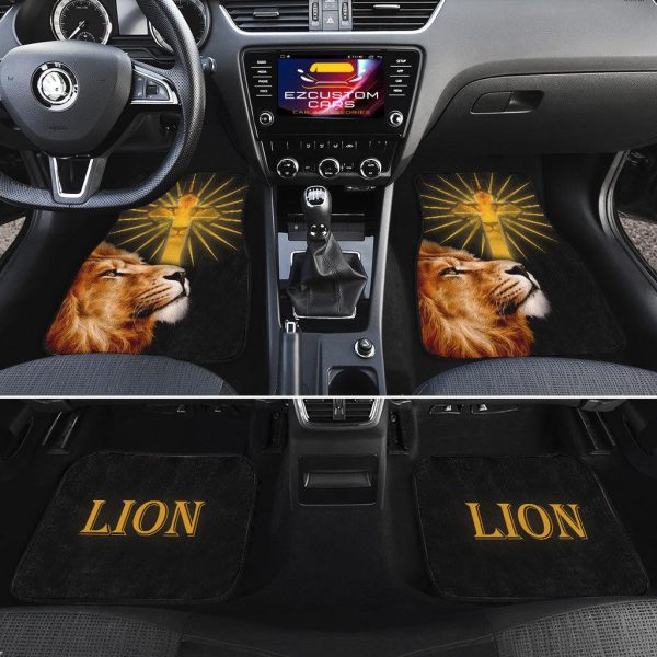cross x lion car floor mats custom lion car accessories r5wht