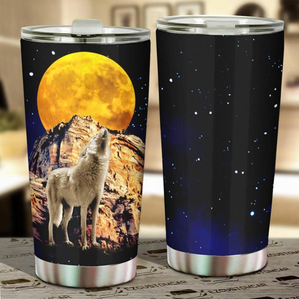 Cry To The Moon Car Tumbler Cup Custom Animal Car Accessories Cry To The Moon Car Tumbler Cup Custom Animal Car Accessories