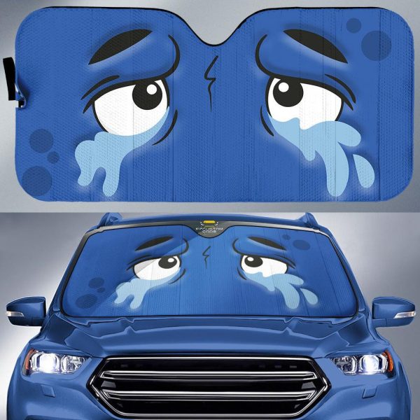 crying cartoon eyes car windshield sun shade 7alnm