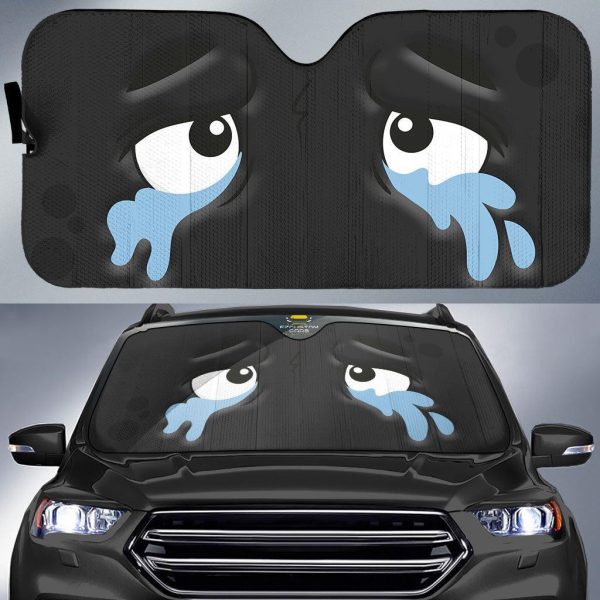 crying cartoon eyes car windshield sun shade avh6v
