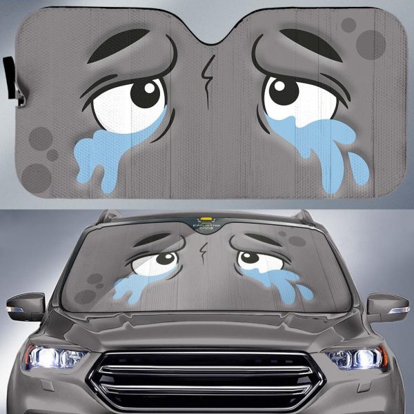 crying cartoon eyes car windshield sun shade v4kd5