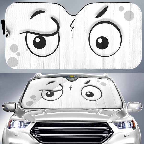 curious cartoon eyes car windshield sun shade mdyxq