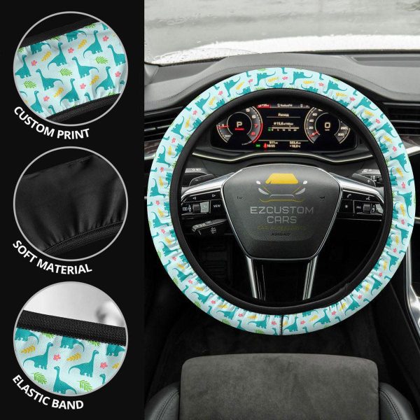 cute brachiosaurus pattern car accessories custom dinosaur anime steering wheel cover 27i6j