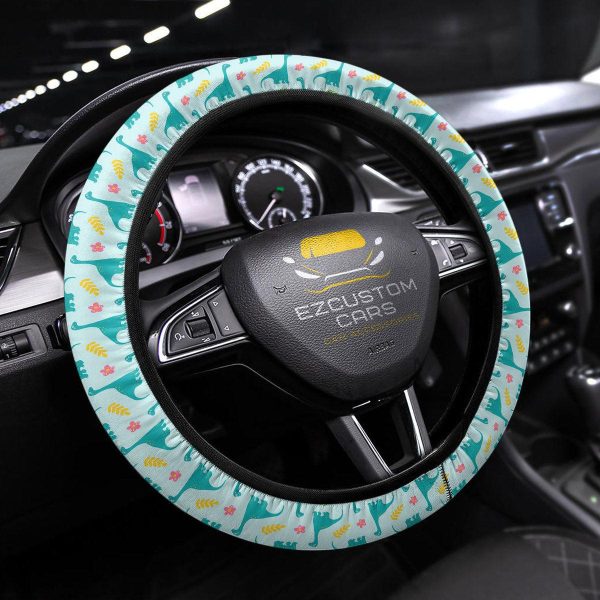 cute brachiosaurus pattern car accessories custom dinosaur anime steering wheel cover imi9c