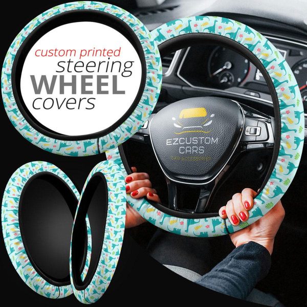 cute brachiosaurus pattern car accessories custom dinosaur anime steering wheel cover kcsfc