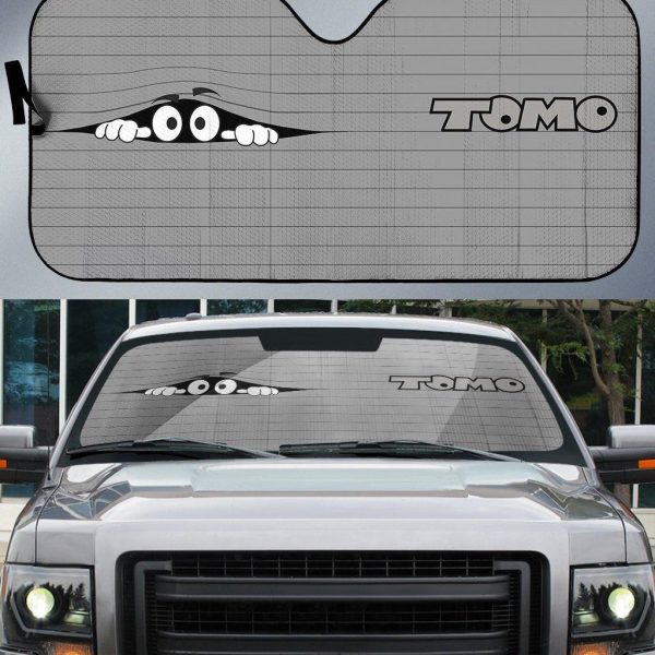 Cute Sad Eyes Cartoon Tomo Funny Car Windshield Sun Shade