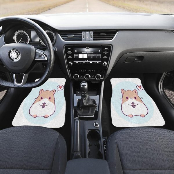 cute hamster chibi in white theme car floor mats nccfh