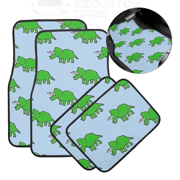 Cute Triceratops Pattern Car Floor Mats Custom Dinosaur Car Accessories
