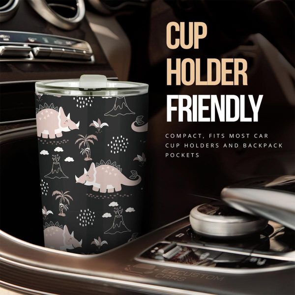 cute triceratops pattern car tumbler cup custom dinosaur car accessories kg8uv