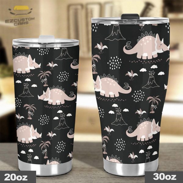 cute triceratops pattern car tumbler cup custom dinosaur car accessories xx0xs