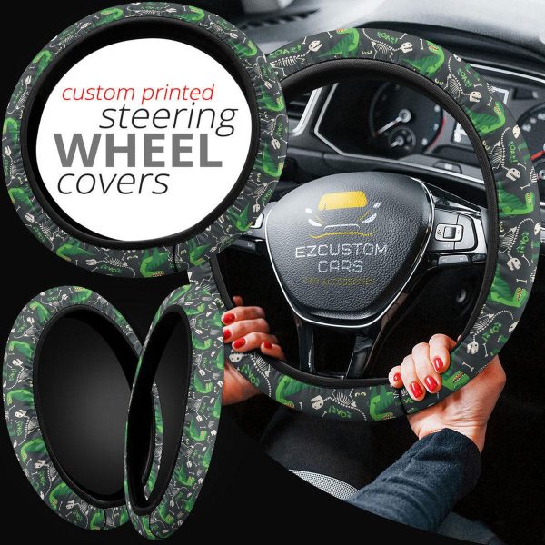 cute tyrannosaurus rex pattern anime steering wheel cover custom dinosaur car accessories 0q4ei