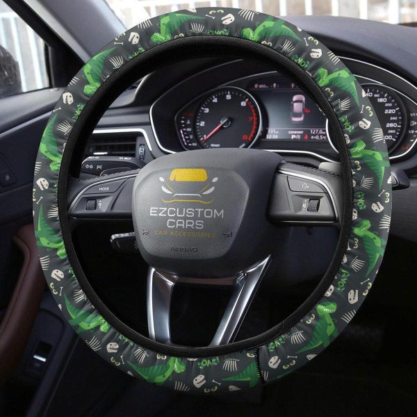 cute tyrannosaurus rex pattern anime steering wheel cover custom dinosaur car accessories 6awef