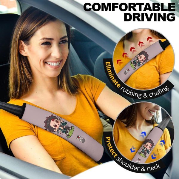 Demon Slayer Anime Seat Belt Covers Anime Car Accessories Tanjiro Kamado