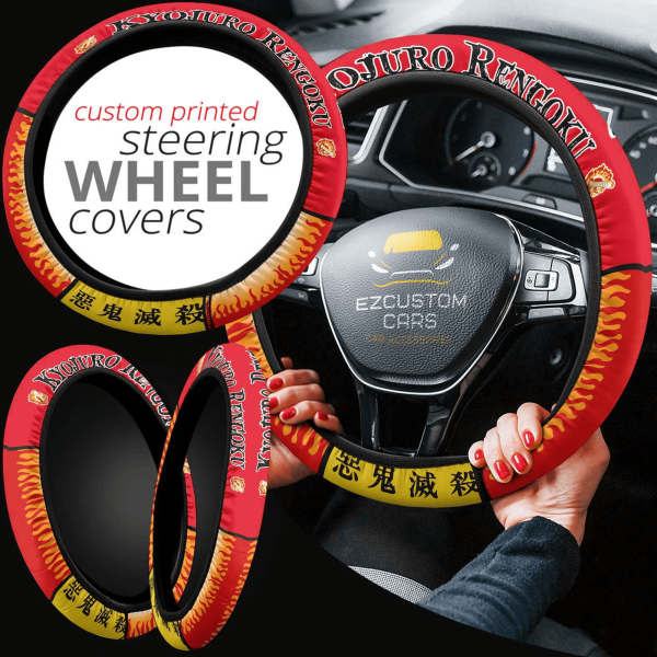 demon slayer anime steering wheel cover custom kyojuro rengoku anime car accessories ff3te