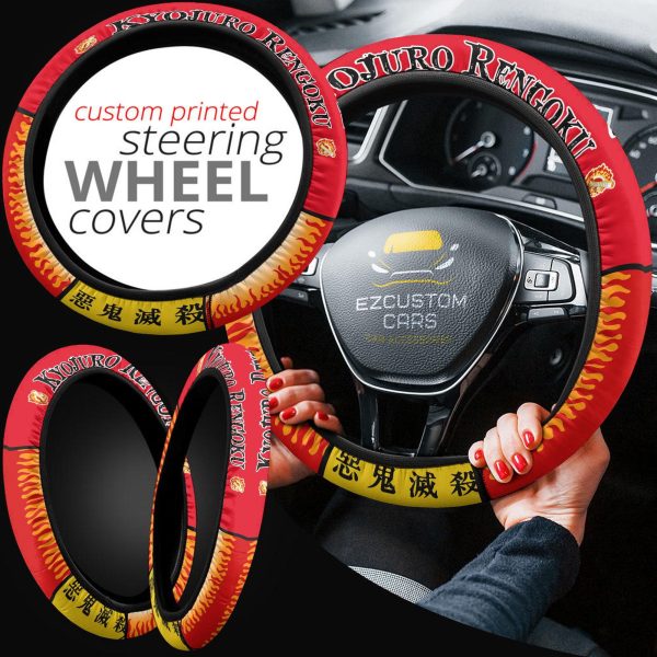 demon slayer anime steering wheel cover custom kyojuro rengoku anime car accessories umdbk