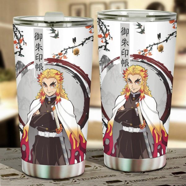 Demon Slayer Car Accessories Anime Car Tumblers Cup Kyojuro Rengoku x Symbol