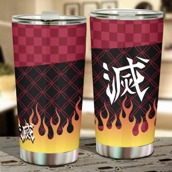 Demon Slayer Car Accessories Anime Car Tumblers Cup Kyojuro Rengoku x Symbol