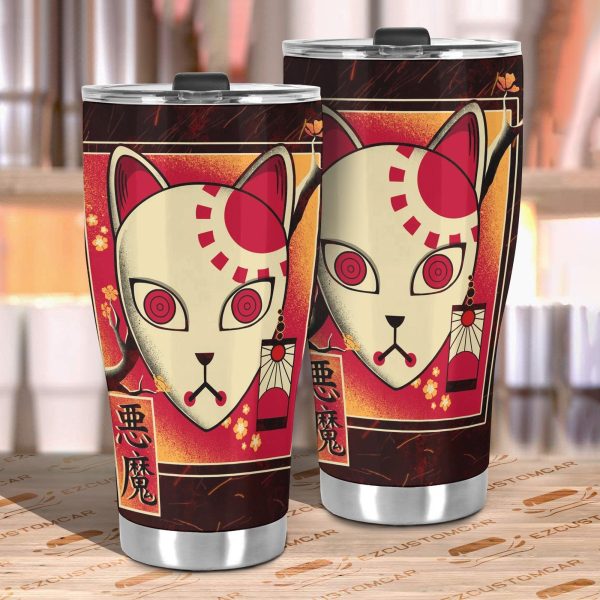 demon slayer car accessories anime car tumblers cup mask art bewj5