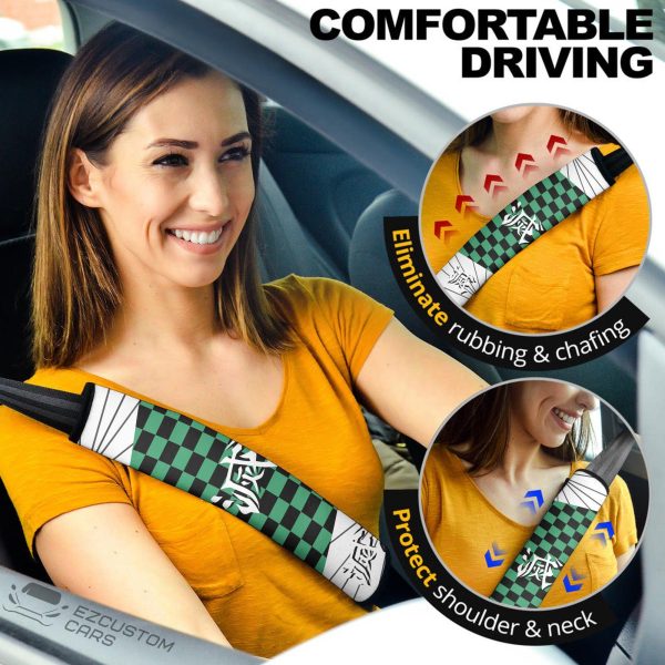 Demon Slayer Car Accessories Anime Seat Belt Covers Tanjiro Water Breathing