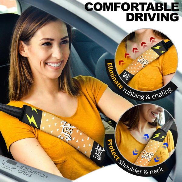 Demon Slayer Anime Seat Belt Covers Anime Car Accessories Zenitsu Agatsuma
