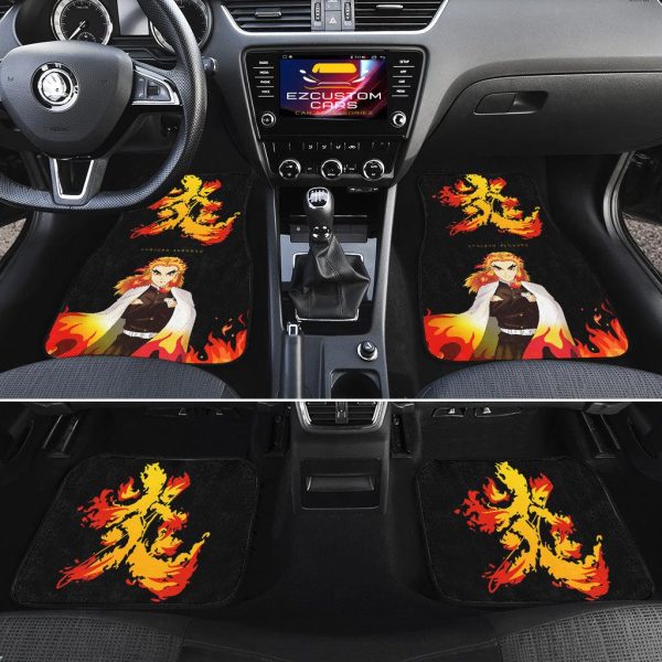 demon slayer car floor mats kyojuro rengoku x symbol qdgjc