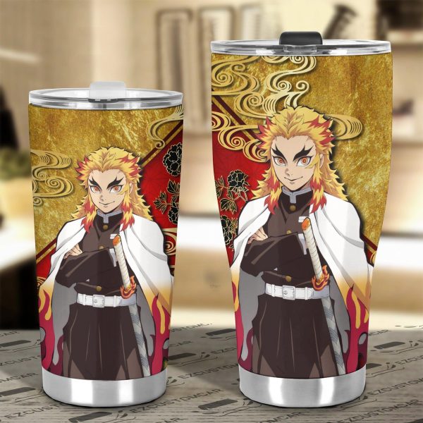 demon slayer car tumbler cup kyojuro rengoku car accessories elsqc