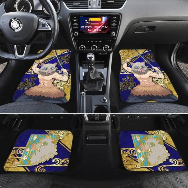 demon slayer hashibira inosuke car floor mats 6j2wg
