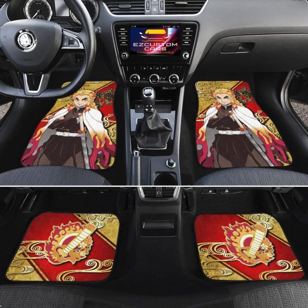 demon slayer kyojuro rengoku car floor mats bnvd4