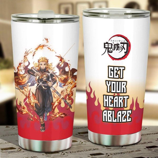 Anime Tumbler Mug Demon Slayer Cups Rengoku and Akaza Car Accessories
