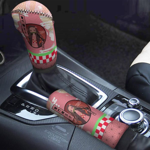 Demon Slayer Nezuko Shift Knobs Car Covers Set Custom Anime Car Accessories